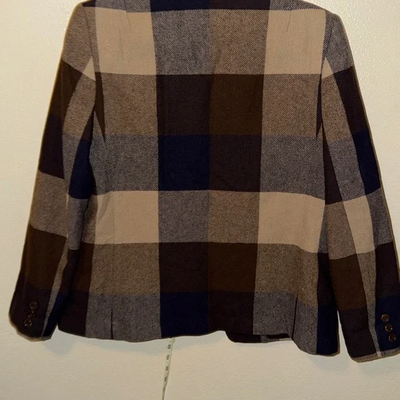 Vintage Country Suburbans Plaid Wool Blend Blazer | Brown & Blue- fits like m - Picture 4 of 4